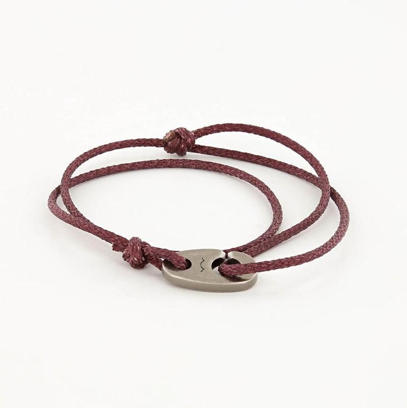 men's charger slipknot rope bracelet in weathered silver and maroon