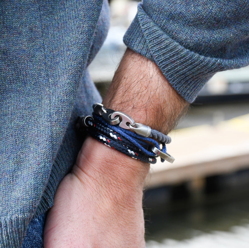 men's nautical rope bracelets with stainless steel hardware