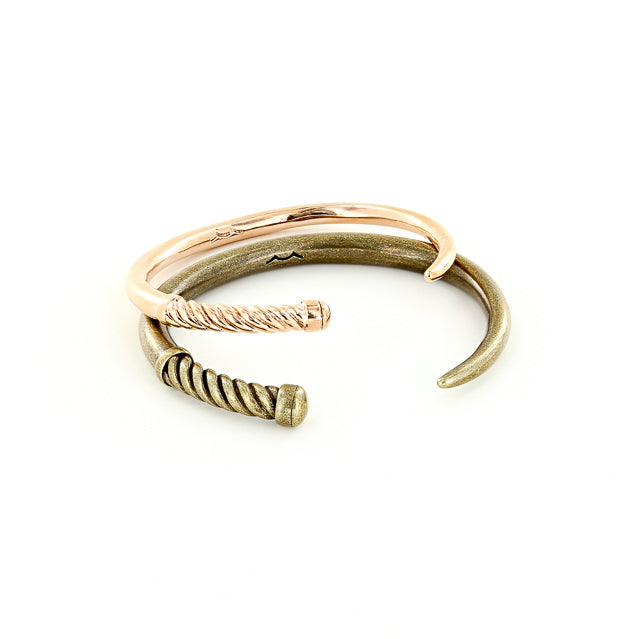 nautical his and her cuff bracelet fid cuff combo in rose gold and antique brass