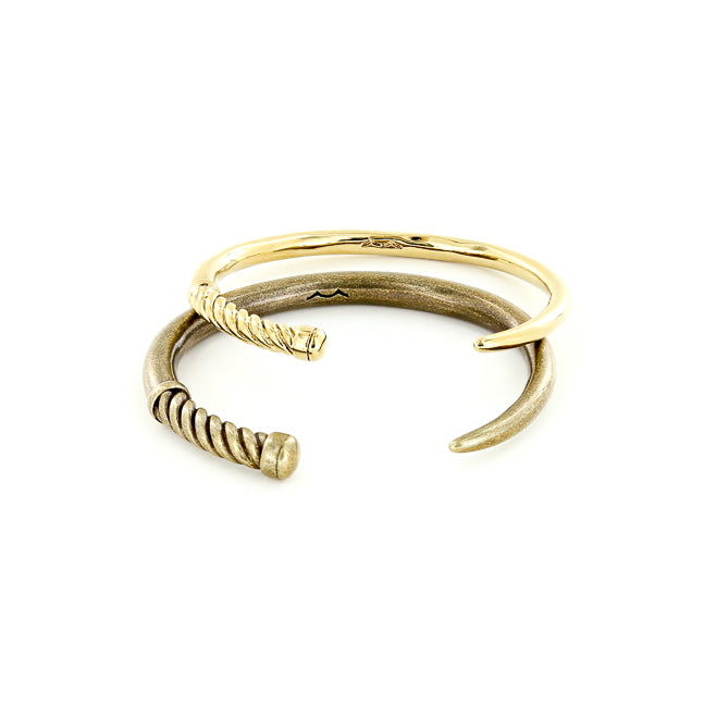 nautical his and her cuff bracelet fid cuff combo in polished brass and antique brass