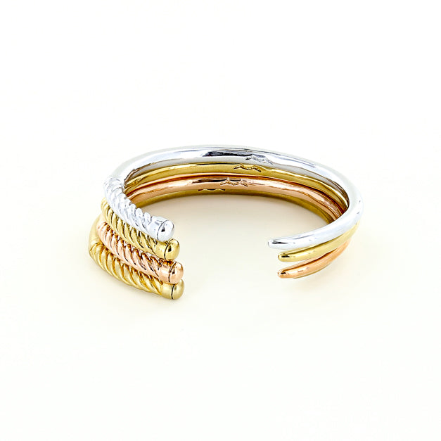 women's nautical slim fid cuff bracelets in raw brass, rose gold, polished silver, polished brass
