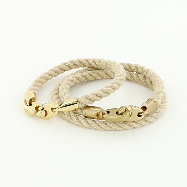 Endeavour Leather Double Wrap Bracelet with Polished Brass Brummels