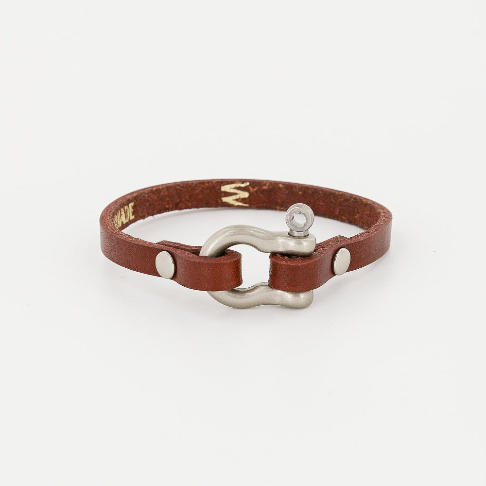 Single Wrap Leather Shackle Bracelet | Sailormade Nautical