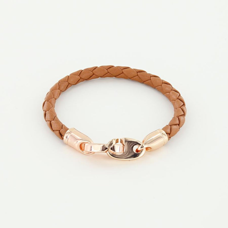 women's rose gold lure nautical leather bracelet with brummels