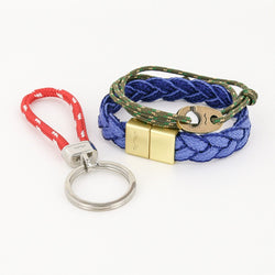 men's nautical gift set with rope stainless steel chain and slipknot rope bracelet and magnetic braided bracelet