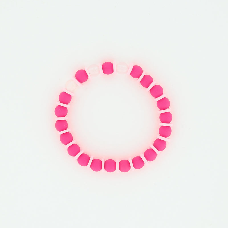 Sailormade kid's rayminder uv awareness bracelet for sun safety education with pink beads. Handmade locally in Boston.