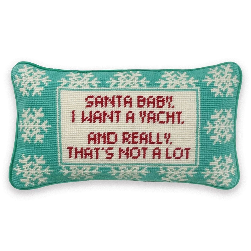 santa I want a yacht needle point pillow by furbish studio