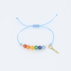 Rayminder UV Awareness Bracelet with 6mm rainbow semi precious gemstone beads