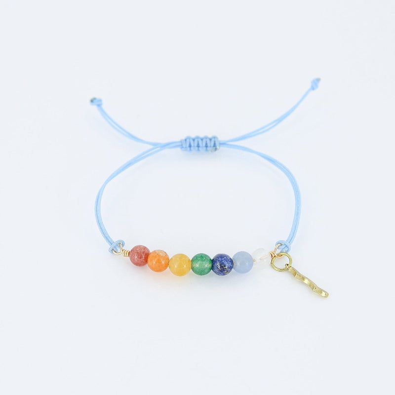 Rayminder UV Awareness Bracelet with 6mm rainbow semi precious gemstone beads