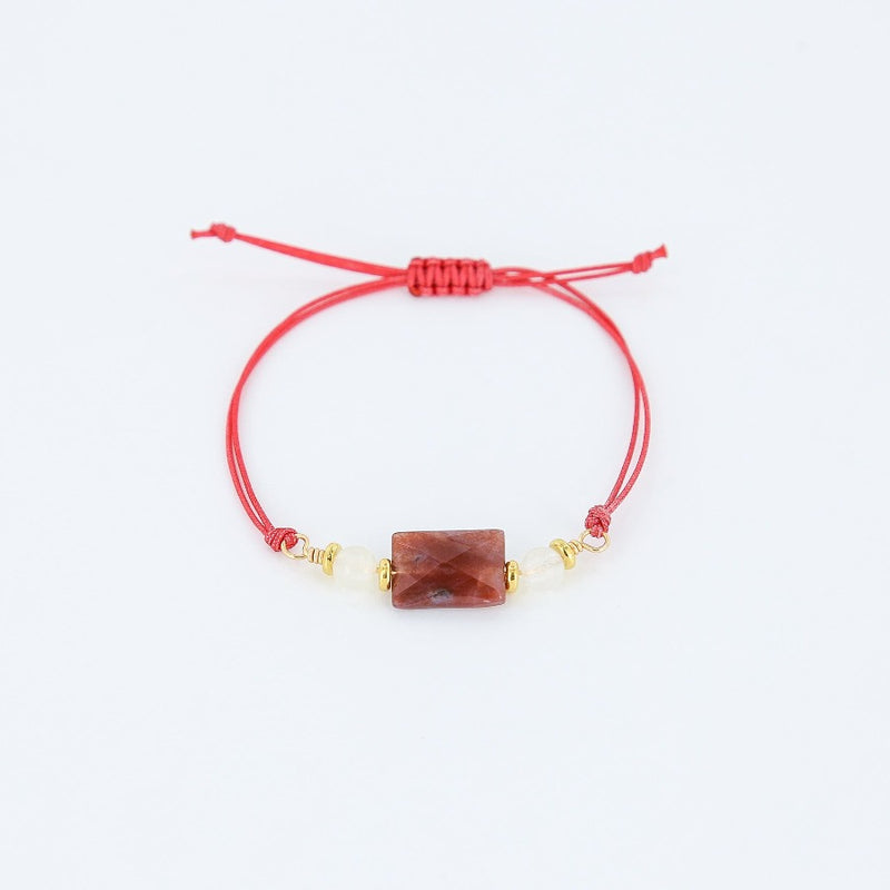 Rayminder UV Awareness Bracelet with strawberry quartz stone made by boston's favorite bracelet company, Sailormade. 