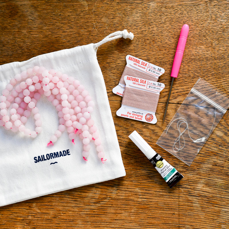 Whatknot Beaded Necklace + Bracelet Kit in Rose Quartz – Sailormadeusa