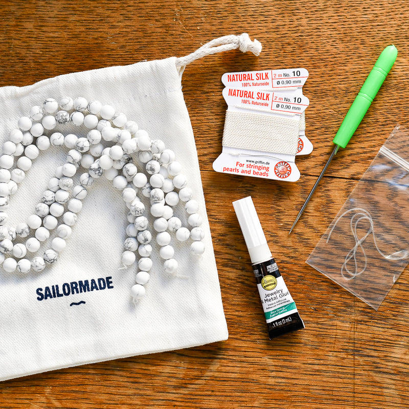 Whatknot Beaded Necklace + Bracelet Kit in Howlite – Sailormadeusa